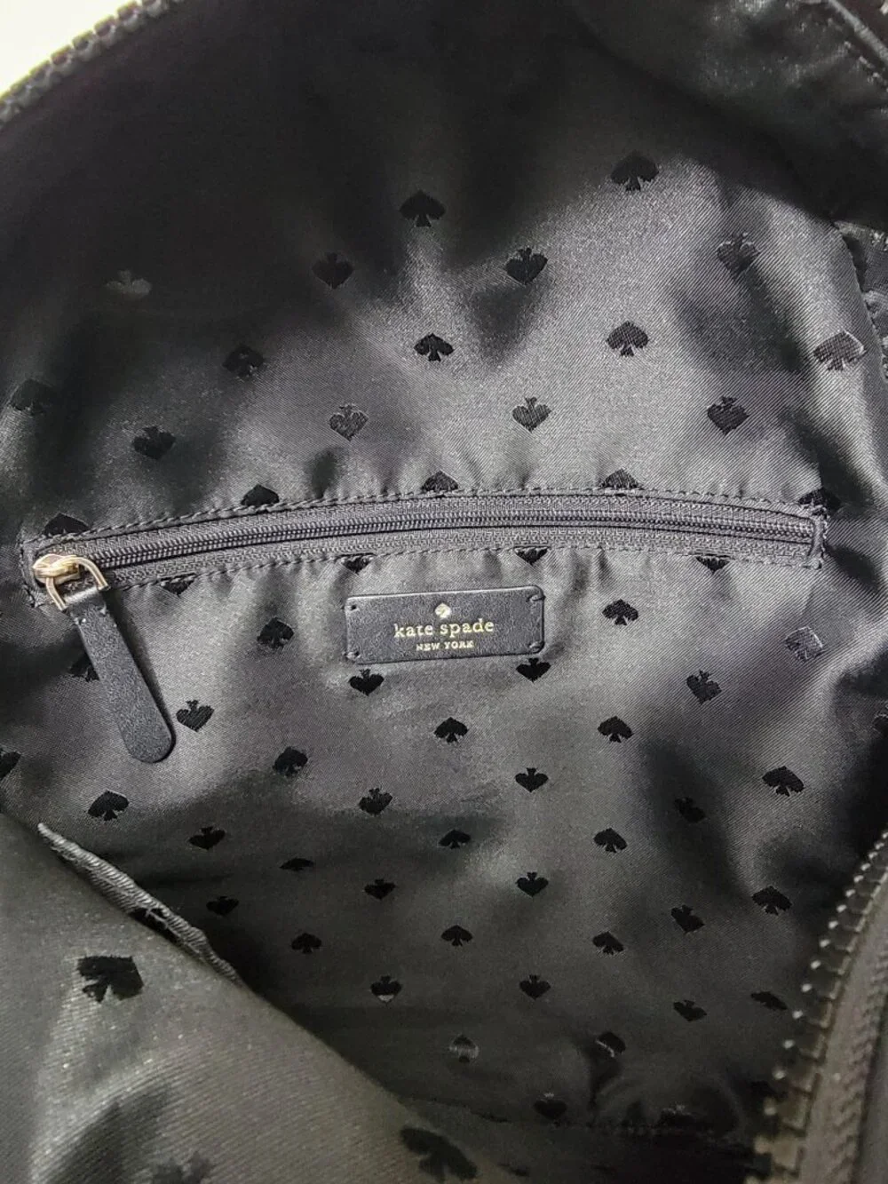 Kate Spade Karissa Nylon Medium Backpack Black Gold Spade Logo Zip Bag